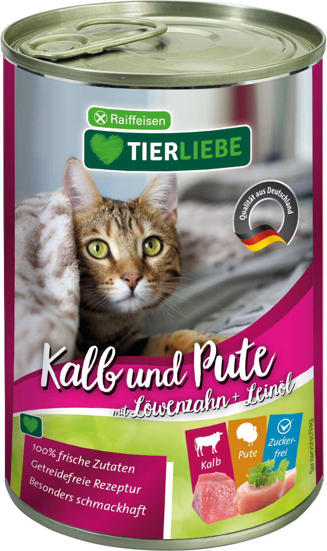 TIERLIEBE Katzen-Nassfutter Kalb und Pute